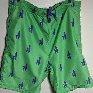 Johnnie O Swim Trunks Mens Adult Large Green Board Shorts Bathing Suit Beach